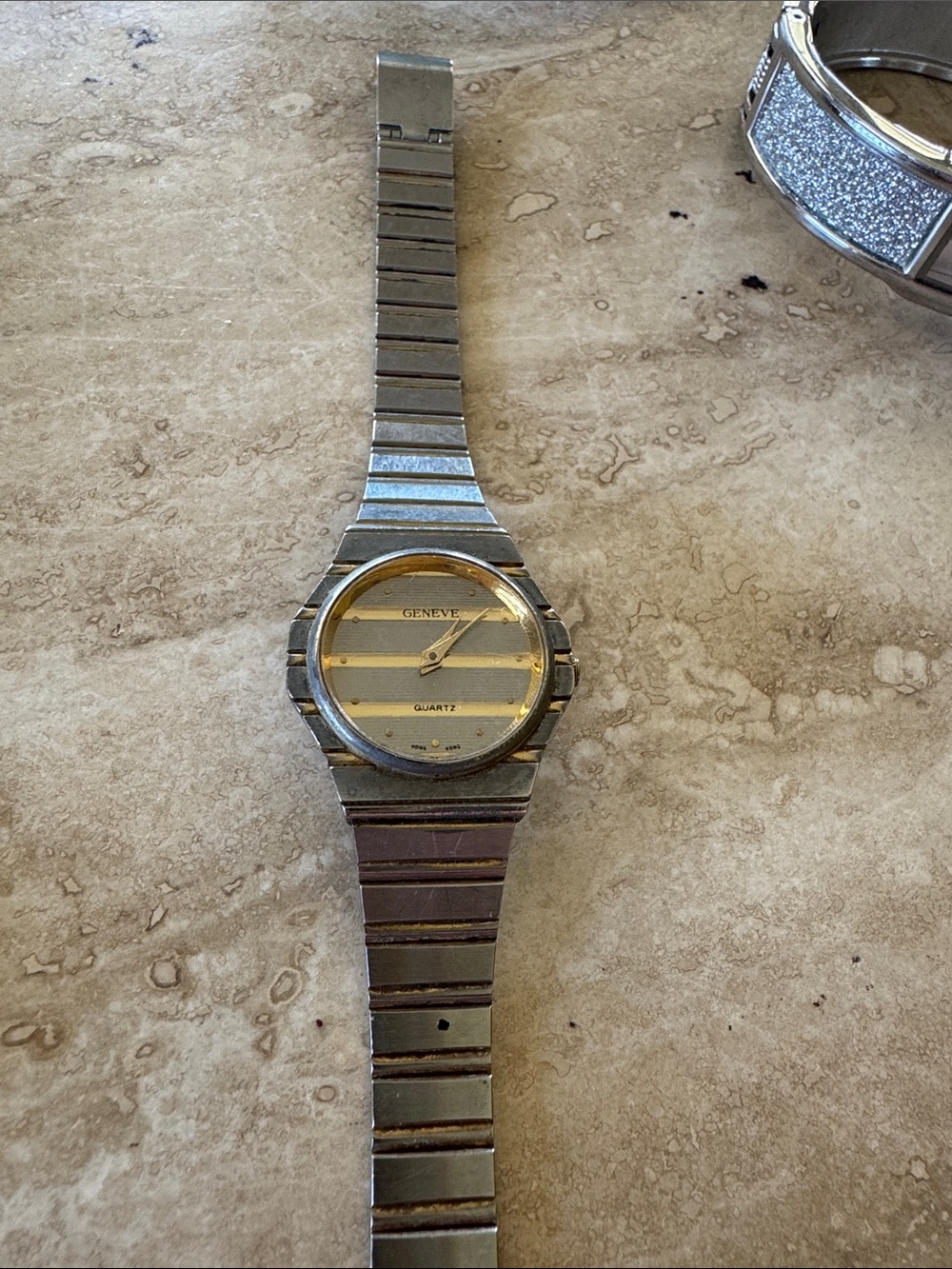 Women's Two-Tone Silver and Gold Geneve Quartz Watch